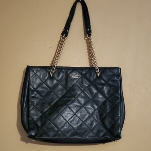 Black Quilted Leather Tote Bag